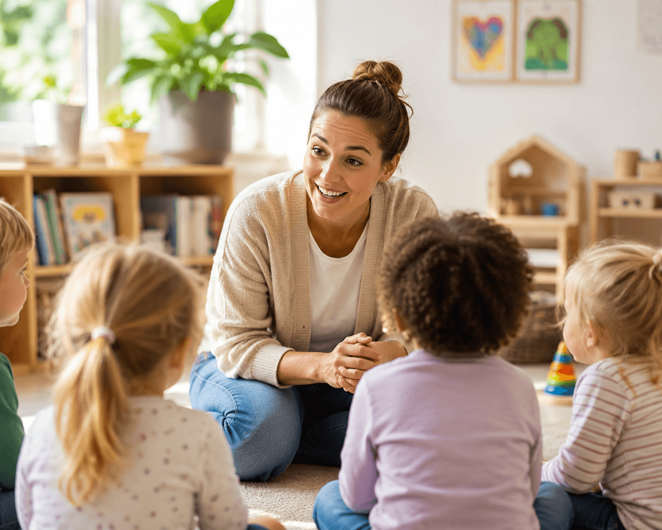 Pedagog med barngrupp